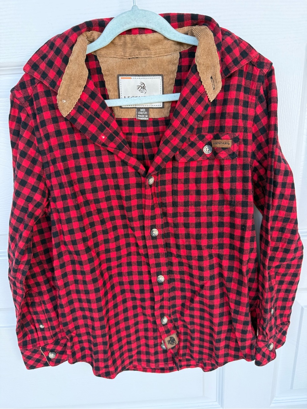 Legendary Whitetails Red & Black Buffalo Plaid Kids Button-Front Shirt